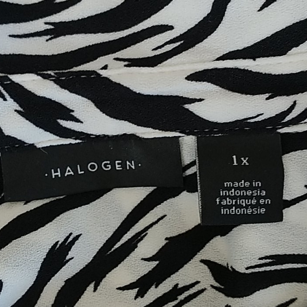 Halogen Ivory Black Feather Tiger Shirt 1x - Picture 7 of 11